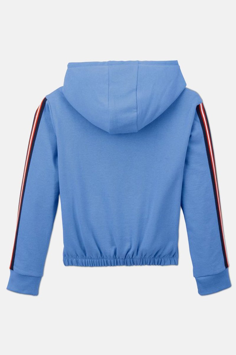 Tchibo سويت شيرت بناتي بسيط بقبعة وحافة مرنة، أزرق - Image 2